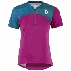 Bikediscount Scott Trail Flow Q-Zip S/sl Damen Shirt Festival Purple/seaport Blue